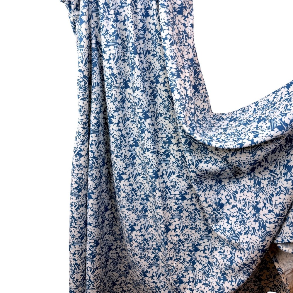 Loveriche Floral Ruched Midi Dress Blue White Smocked Back LD43735 Sky Womens S - Picture 11 of 11
